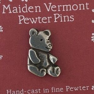 Vintage 1984 Pewter Teddy Bear Pin
